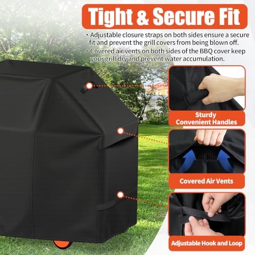 iCOVER Grill Cover 82 inch, BBQ Grill Cover for Outdoor Grill, 600D Heavy Duty Waterproof BBQ Cover, Anti-UV Barbecue Cover, Large Barbecue Gas Grill Cover for Weber, Char-Broil, Nexgrill, etc - Image 5