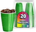 DecorRack 20 Party Cups 12 oz Disposable Plastic Cups for Birthday Party Bachelorette Camping Indoor Outdoor Events Beverage Drinking Cups (Green, 20) by DecorRack