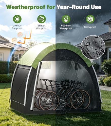 Housolution Anti-Theft Bike Storage Tent with Rain Cover for 2-3 Bikes - Image 5