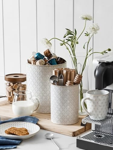 LE TAUCI Utensil Holder for Kitchen Counter - 7.1" Large Ceramic Utensil Crock, Cooking Utensil Organizer for Spatula, Spoon, Whisk - Farmhouse Kitchen Countertop Storage, Embossed, Fireworks - Image 2