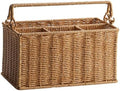Imitation Rattan Woven Portable Tool Basket Outdoor Picnic Seasoning Bottles Divided Storage Basket by Unknown