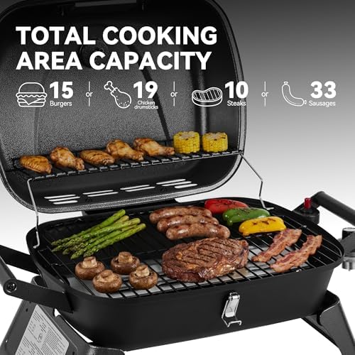 Royal Gourmet GT2006 Portable Tabletop Gas Grill with Foldable Legs, Gray - Image 4