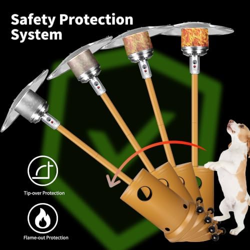 Khaki 50,000 BTU Propane Patio Heater with Rain Cover, Multiple Color Available, Outdoor Heater with Weighted Base, Adjustable Heat Control & Safety Shut-Off for Patio & Restaurant - Image 6