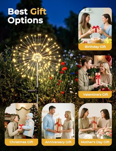 Brightown 150 LED Solar Garden Firework Lights Christmas Decorations, 2Pack - Image 6