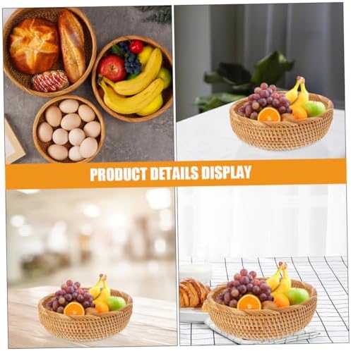 Rattan round Basket, Vintage Kitchen Organizer - Image 3