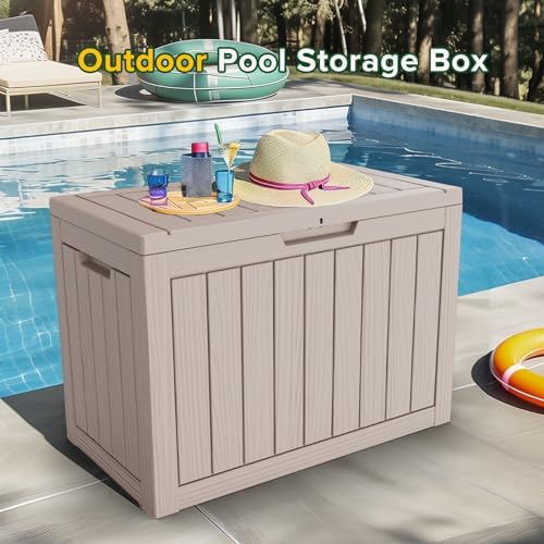 45 Gallon Outdoor Deck Box, Lockable Waterproof Outdoor Storage Boxes For Garden Tools,Indoor Cushions,Accessories Outside Storage Resin Weatherproof Container(Grey) - Image 2