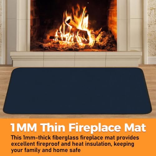 Fireproof Fireplace Rug for Home Protection, 3'6'' x 2' x 0.04'', Blue - Image 3