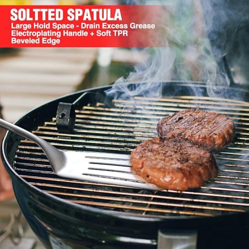 PARGRILL Grill Accessories Heavy Duty BBQ Set Gifts for Men/Women - Premium Stainless Steel Spatula, Fork, Brush & Tongs, Barbecue Utensils Tool Kit Gift for Grilling Lover Outdoor - Image 4