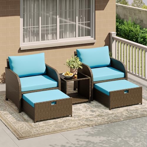 Garvee 5-Piece Outdoor Patio Conversation Set with Hidden Ottomans by Garvee