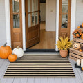 Fall Front Door Mat 2'x4.3', Cotton Washable Striped Outdoor Rug by Sungea