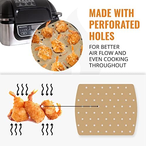 Air Fryer Unbleached Parchment Paper For Ninja Foodi Grill 5-in-1 AG301, 4qt Ninja Foodi Accessories, AirFryer Accessories, 100pcs Air Fryer Liners, Heat Resistant Mat Cookware by INFRAOVENS - Image 3