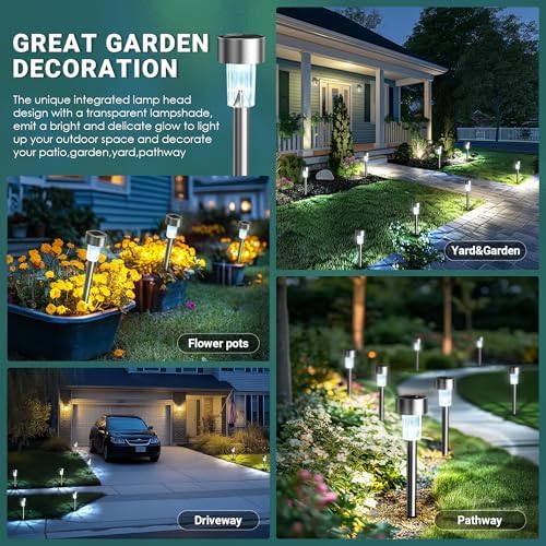 GIGALUMI Outdoor Waterproof Solar Garden Lights, 12 Pack Cold White - Image 2