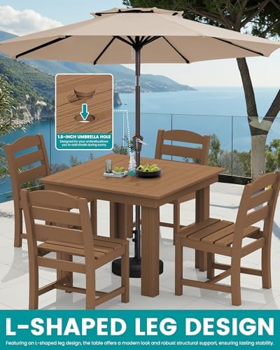SERWALL HDPE Outdoor Square Dining Set for 4 - Image 5