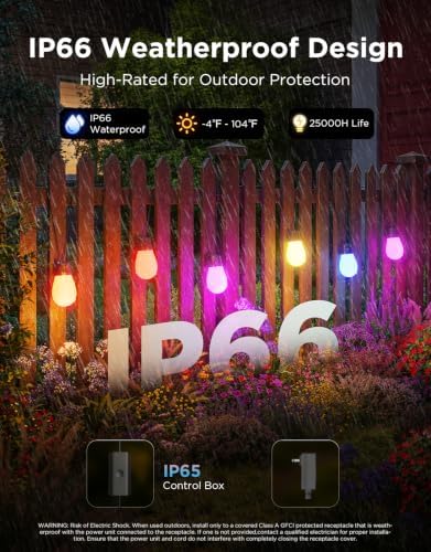Govee S14 Bulb Outdoor String Lights 2, 96ft RGBICWW, 30 LED Bulbs, IP66 (Pack of 2) - Image 4