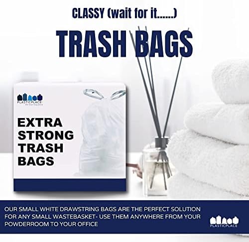 Plasticplace 4-6 Gallon White Drawstring Bags, 100% Prime Material, 17x20, 0.7 Mil, 200/Case (Pack of 4) - Image 4