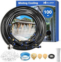 Mellbree Misters for Outside Patio 100FT/30M, Pre-Assembled Misting Cooling System with 30 Brass Nozzles & 3/4" Adapter, Outdoor Mister for Garden, Backyard, Livestock Ranch, Greenhouse, Pool Area by Mellbree