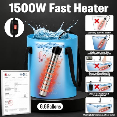 Portable Shower for Camping, 6000mAh Rechargeable Camp Shower Pump with Large Capacity Foldable Bucket, Filtered Shower Head, Outdoor Camping Shower Kit for Travel, Pet Bath, Car Washing - Image 4