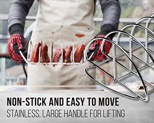 BBQ Rib Racks for Smoking, Classic Joe, BGE Grill Expander Rack Accessories - Optimizes Grilling Space, Standing Roast Rack Allows for more Even Cooking, Works with 18" or Larger Size Grill, Stainless - Image 6
