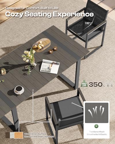 Full Grounded Outdoor Dining Set, Aluminum Patio Table and Chairs - Image 3