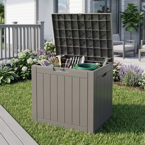 40 Gallon Lockable Outdoor Deck Box, Waterproof Weatherproof Resin Storage Container for Patio Cushions, Garden Tools and Outdoor Accessories (Pro Grey) - Image 2