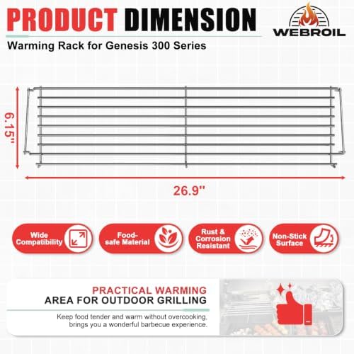 65054 62749 Warming Rack for Weber Genesis 300 Series (2007-2016) Gas Grill - Image 3