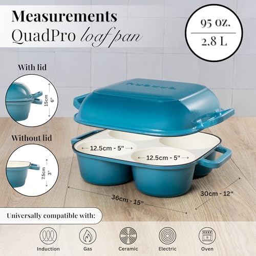 QuadPro Enamelled Cast Iron Bread Loaf Pot – Dutch Oven for Sourdough Bread Baking – 500°F Oven Safe Non Stick Bread Pot – 4 Round Loaf Spaces (4.90-inch Diameter), Light Blue – by Nuovva - Image 3