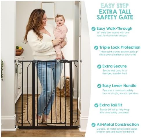 Regalo Safety 36" Extra Tall Baby Gate, Bottom of Stairs & Doorways - Image 4