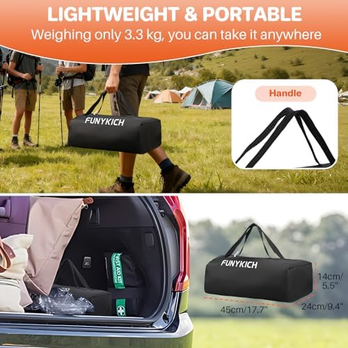 FUNYKICH Folding Camping Square Table, 2 Height Adjustable 17.3'' & 27.6'' - Image 4