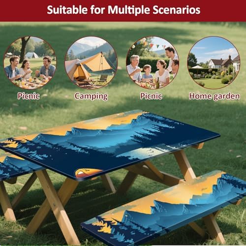 6ft 72in Picnic Table and Bench Cover, 3 Pack, Lakeside Ember - Image 7