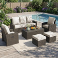 Outdoor Patio Furniture Set, 6 Pcs Wicker Patio Conversation Sets by QUYZE