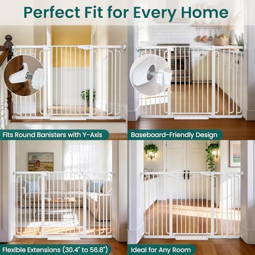 Cumbor 36" Extra Tall Baby Gate, 30.4-56.8" Extra Wide Dog Gate White - Image 5