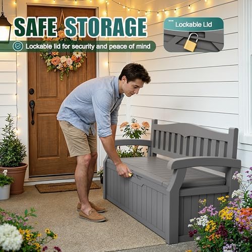 Devoko 80 Gallon Storage Bench Deck Box Waterproof&Lockable - Image 4