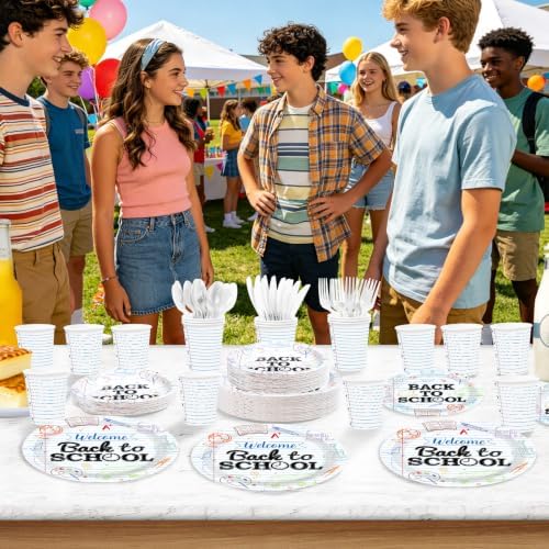 168Pcs Back to School Party Decoration First Day of School Plate, Serves 24 - Image 5