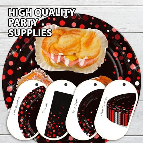 250 Pcs Black and Red Party Decorations, Serves 50 - Image 4
