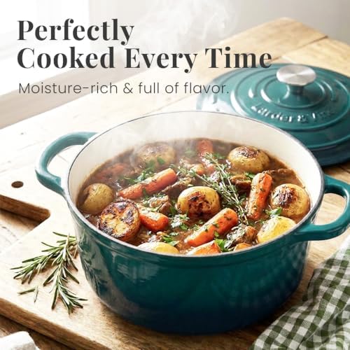 Larder & Vine 5.7 qt Enameled Cast Iron Dutch Oven Pot with Lid, Bondi - Image 3