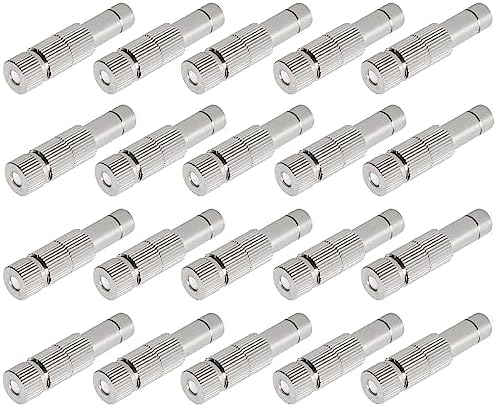 20pcs Brass Mister Nozzles, 6mm Misting Nozzles for Outdoor Cooling System, Landscaping, Air Humidification, Greenhouse Irrigation (with Filter, 0.024"/0.6mm Orifice) by wexecon