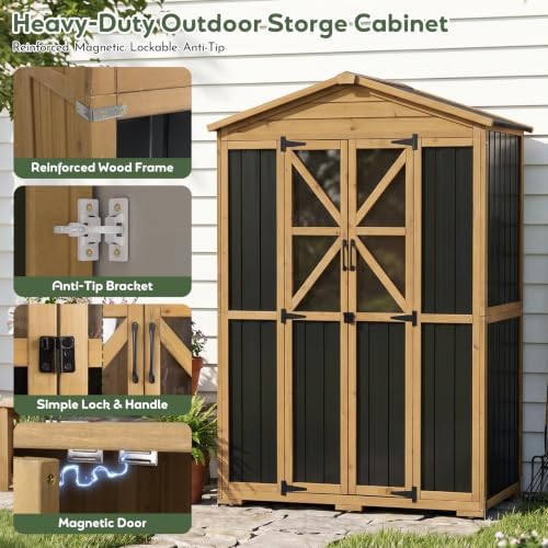 Extra Large Outdoor Storage Cabinet Weatherproof, Garden Shed with Shelves - Image 5