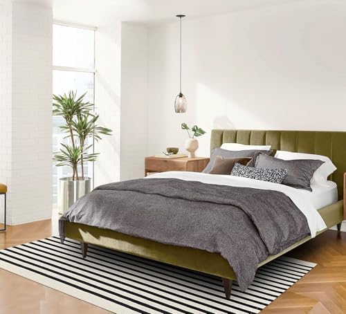 IOHOUZE 5x8 Striped Area Rug, Washable Indoor Outdoor, Black Beige - Image 4