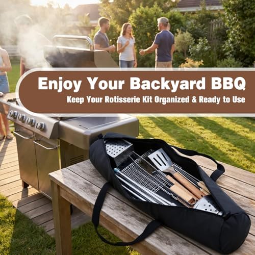 Abbylike 36 Inch PVC Heavy Duty Rotisserie Kit Storage Bag, Waterproof Grill Rotisserie Carrying Case with Reinforced Handles for Outdoor BBQ Grill Accessories - Image 2