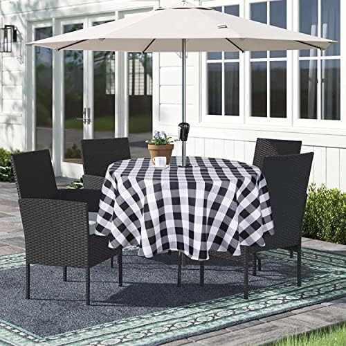 EHouseHome Outdoor and Indoor 60inch Round Tablecloth with Umbrella Hole and Zipper, Waterproof Zippered Patio Cloths, Spring/Summer Table Covers for Backyard Circular Table/BBQs/Picnic - Image 2