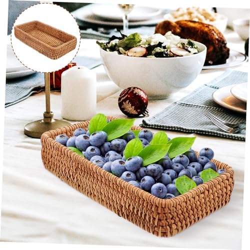 Hemobllo 2pcs Woven Rattan Storage Basket for Fruits and Snacks Lightweight Organizer for Kitchen and Picnic Versatile - Image 5