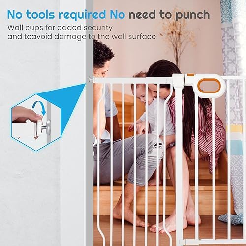 owlie 57 to 66 Inch Extra Wide Baby Gate with Door for Stairs Doorways - Image 3