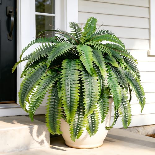 2pcs 45in Artificial Boston Fake Ferns Large, UV Resistant Artificial Plants Outdoor, 55 Blades Weatherproof Fake Plants Outdoor Indoor for Garden Porch Patio Home Decor - Image 6