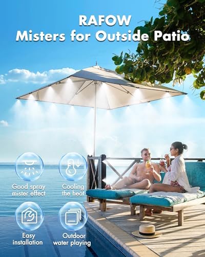 Misters for Outside Patio with Water Filter - 59Ft(18M) Misting system Line 20 Brass Mist Nozzles Brass Adapter(3/4") Patio Misters for Cooling Outdoor Greenhouse Backyard Porch Garden BBQ Party Pool - Image 2