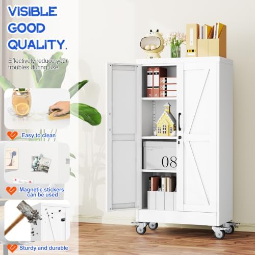 GAIOUS 47.2" Tall Metal Storage Cabinet with Lock and Wheels,Office Cabinet - Image 5