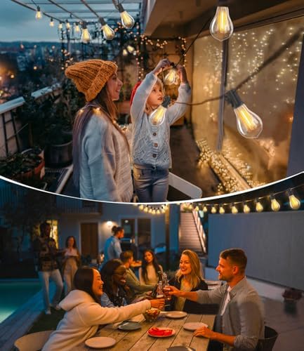 Outdoor String Lights 100FT Patio Lights Waterproof for Backyard Porch Deck - Image 4