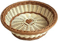 RT&BS Round Wicker Bread Basket, Round Wicker Fruit Basket, Woven Egg Baskets, Reusable Handwoven Storage Baskets for Living Room, Kitchen, Store, Restaurant, Outdoor, Party (Bicolor, S) by RT%26BS
