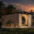 Aoxun 10 x 12FT Outdoor Storage Shed with 2 Pack Motion Sensor Light, Brown by Aoxun