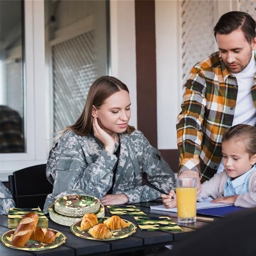 180PCS Camo Paper Plates and Napkins Party Supplies Serve 60, - Image 6