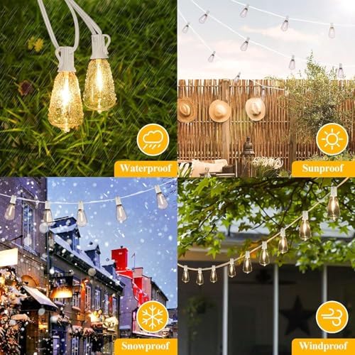 Brightever 25FT Outdoor String Lights 13 Bulbs, Waterproof Patio Lights - Image 5